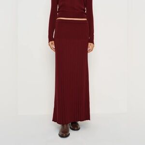 Reformation Ettie Regenerative Merino Midi Skirt Red - Size XS